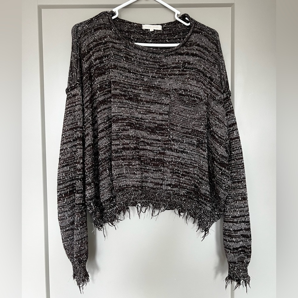 Distressed cropped sweater